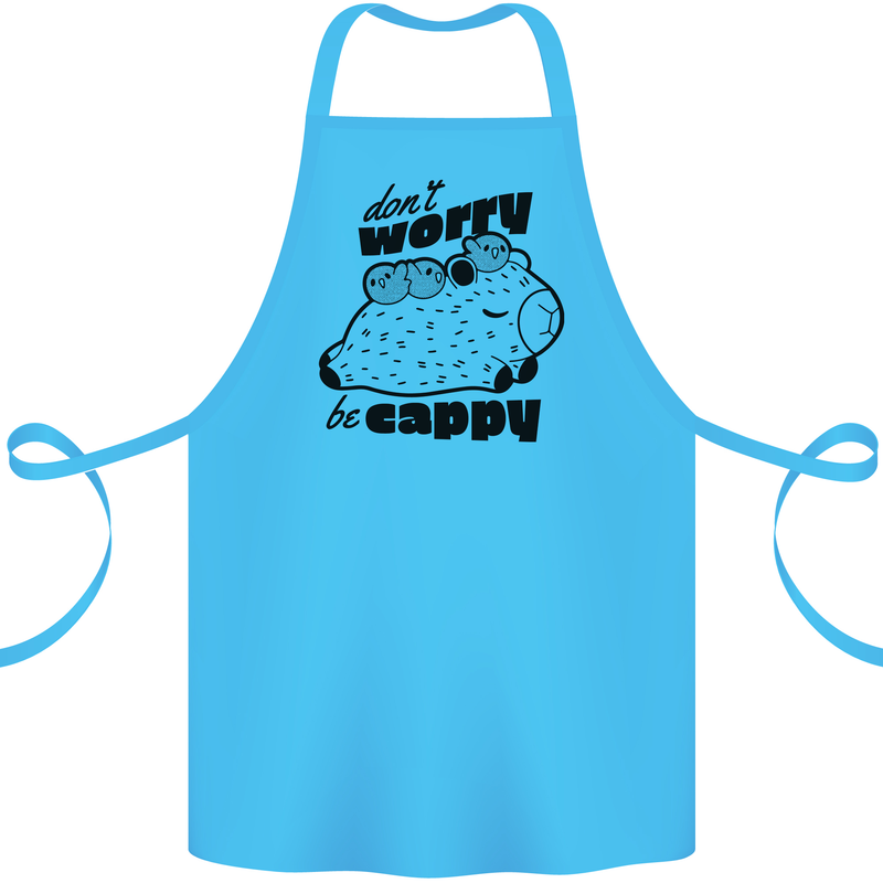 Cappybara Dont Worry Be Cappy Cotton Apron 100% Organic Turquoise