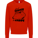Cappybara Dont Worry Be Cappy Kids Sweatshirt Jumper Bright Red