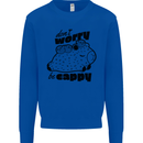 Cappybara Dont Worry Be Cappy Kids Sweatshirt Jumper Royal Blue