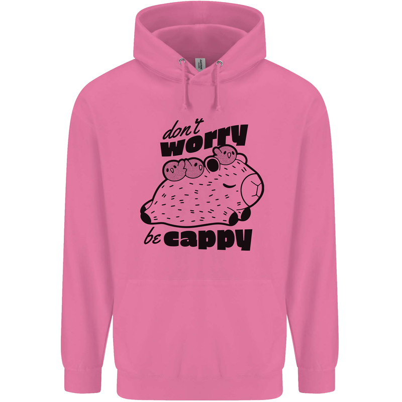 Cappybara Dont Worry Be Cappy Mens 80% Cotton Hoodie Azelea