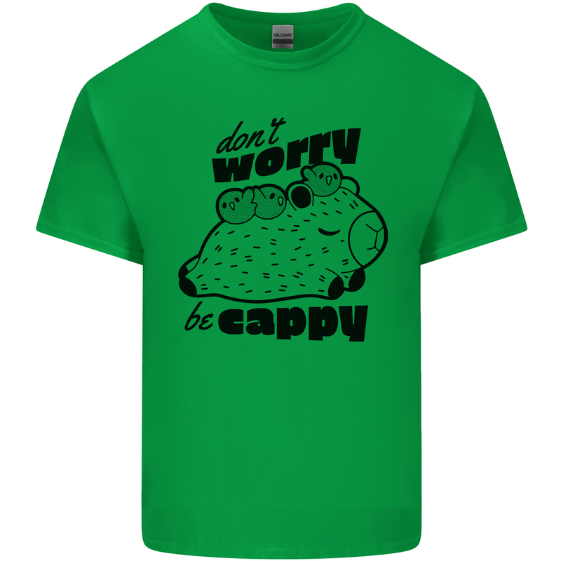 Cappybara Dont Worry Be Cappy Mens Cotton T-Shirt Tee Top Irish Green