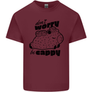 Cappybara Dont Worry Be Cappy Mens Cotton T-Shirt Tee Top Maroon