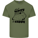 Cappybara Dont Worry Be Cappy Mens Cotton T-Shirt Tee Top Military Green