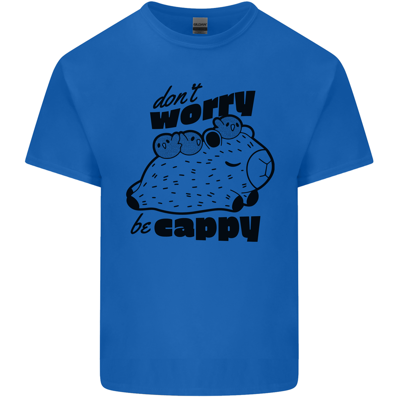 Cappybara Dont Worry Be Cappy Mens Cotton T-Shirt Tee Top Royal Blue