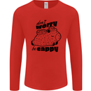 Cappybara Dont Worry Be Cappy Mens Long Sleeve T-Shirt Red