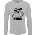 Cappybara Dont Worry Be Cappy Mens Long Sleeve T-Shirt Sports Grey