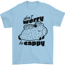 Cappybara Dont Worry Be Cappy Mens T-Shirt 100% Cotton Light Blue