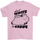 Cappybara Dont Worry Be Cappy Mens T-Shirt 100% Cotton Light Pink