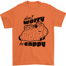 Cappybara Dont Worry Be Cappy Mens T-Shirt 100% Cotton Orange