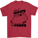 Cappybara Dont Worry Be Cappy Mens T-Shirt 100% Cotton Red