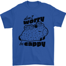 Cappybara Dont Worry Be Cappy Mens T-Shirt 100% Cotton Royal Blue