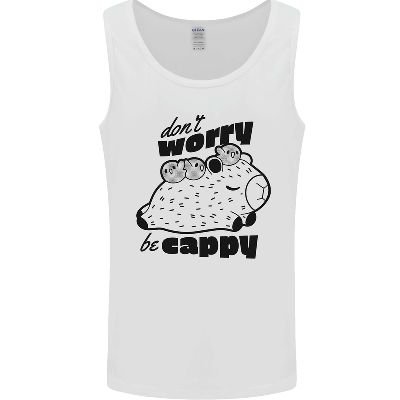 Cappybara Dont Worry Be Cappy Mens Vest Tank Top White