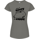 Cappybara Dont Worry Be Cappy Womens Petite Cut T-Shirt Charcoal