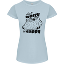 Cappybara Dont Worry Be Cappy Womens Petite Cut T-Shirt Light Blue