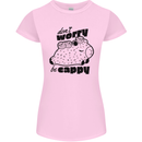 Cappybara Dont Worry Be Cappy Womens Petite Cut T-Shirt Light Pink