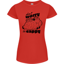 Cappybara Dont Worry Be Cappy Womens Petite Cut T-Shirt Red