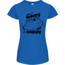 Cappybara Dont Worry Be Cappy Womens Petite Cut T-Shirt Royal Blue