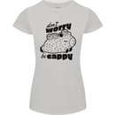 Cappybara Dont Worry Be Cappy Womens Petite Cut T-Shirt Sports Grey