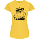 Cappybara Dont Worry Be Cappy Womens Petite Cut T-Shirt Yellow