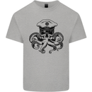 Captain Cthulhu Octopus Sailor Boat Navy Skull Mens Cotton T-Shirt Tee Top Sports Grey
