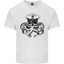 Captain Cthulhu Octopus Sailor Boat Navy Skull Mens Cotton T-Shirt Tee Top White