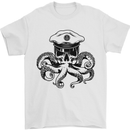Captain Cthulhu Octopus Sailor Boat Navy Skull Mens T-Shirt 100% Cotton White