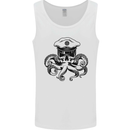 Captain Cthulhu Octopus Sailor Boat Navy Skull Mens Vest Tank Top White