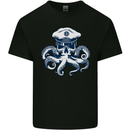 Captain Cthulhu Octopus Sailor Navy Boat Skull Kids T-Shirt Childrens Black