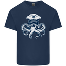 Captain Cthulhu Octopus Sailor Navy Boat Skull Kids T-Shirt Childrens Navy Blue
