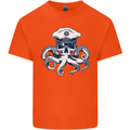 Captain Cthulhu Octopus Sailor Navy Boat Skull Kids T-Shirt Childrens Orange