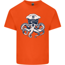 Captain Cthulhu Octopus Sailor Navy Boat Skull Kids T-Shirt Childrens Orange
