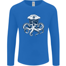 Captain Cthulhu Octopus Sailor Navy Boat Skull Mens Long Sleeve T-Shirt Royal Blue