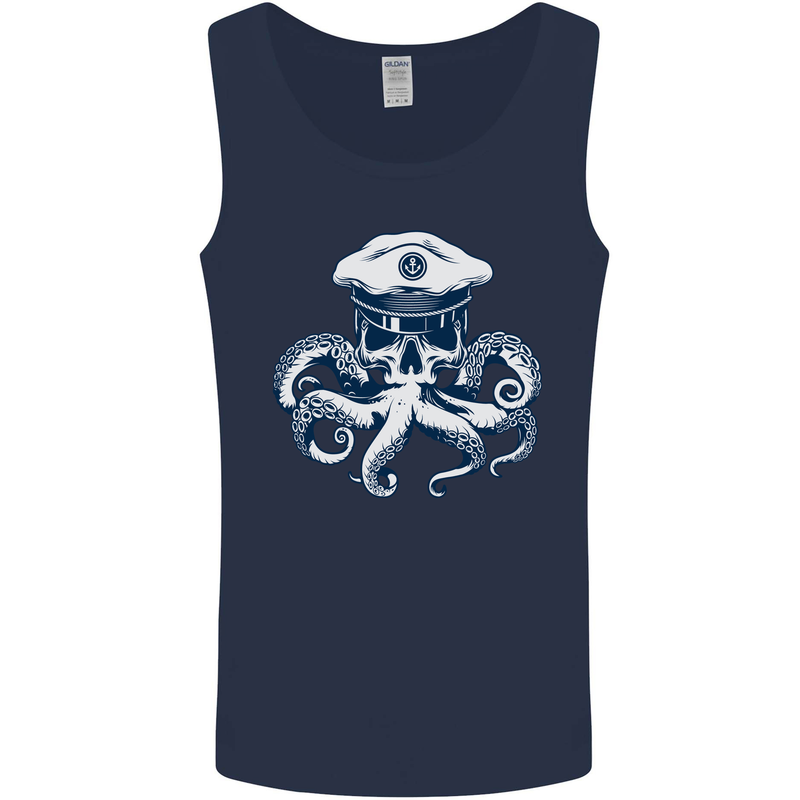 Captain Cthulhu Octopus Sailor Navy Boat Skull Mens Vest Tank Top Navy Blue