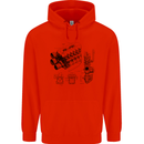 Car Engine Blueprints Petrolhead Childrens Kids Hoodie Bright Red