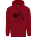 Car Engine Blueprints Petrolhead Childrens Kids Hoodie Red