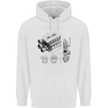 Car Engine Blueprints Petrolhead Childrens Kids Hoodie White