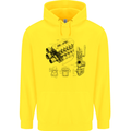 Car Engine Blueprints Petrolhead Childrens Kids Hoodie Yellow