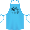 Car Engine Blueprints Petrolhead Cotton Apron 100% Organic Turquoise