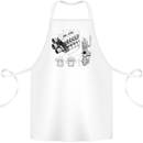 Car Engine Blueprints Petrolhead Cotton Apron 100% Organic White