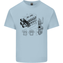 Car Engine Blueprints Petrolhead Kids T-Shirt Childrens Light Blue