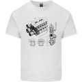 Car Engine Blueprints Petrolhead Kids T-Shirt Childrens White