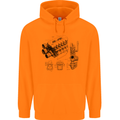 Car Engine Blueprints Petrolhead Mens 80% Cotton Hoodie Orange