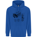 Car Engine Blueprints Petrolhead Mens 80% Cotton Hoodie Royal Blue