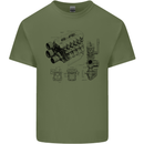 Car Engine Blueprints Petrolhead Mens Cotton T-Shirt Tee Top Military Green