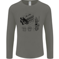 Car Engine Blueprints Petrolhead Mens Long Sleeve T-Shirt Charcoal