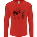 Car Engine Blueprints Petrolhead Mens Long Sleeve T-Shirt Red