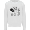 Car Engine Blueprints Petrolhead Mens Sweatshirt Jumper White