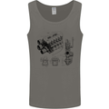 Car Engine Blueprints Petrolhead Mens Vest Tank Top Charcoal