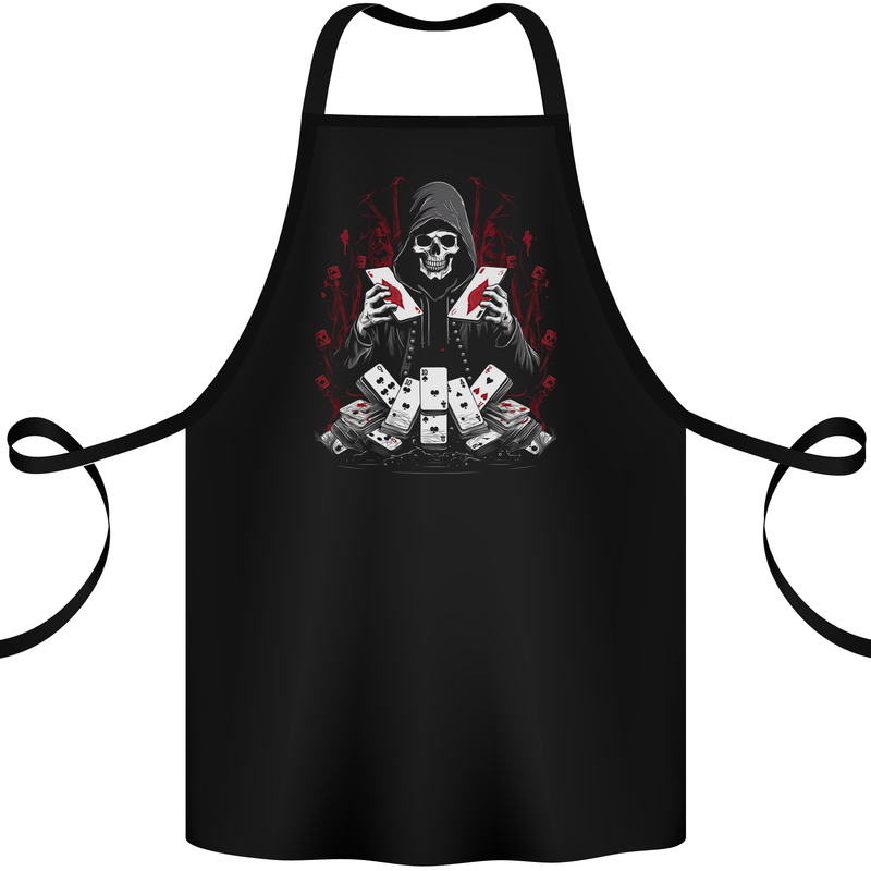 Card Playing Grim Reaper Poker Cotton Apron 100% Organic Black