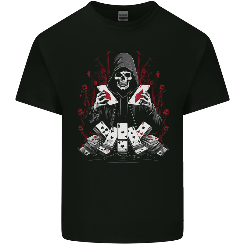 Card Playing Grim Reaper Poker Kids T-Shirt Childrens Black